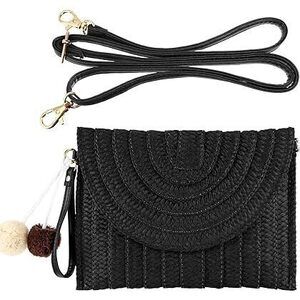Straw Clutch Shoulder Bag For Women Straw Woven Purse Summer Beach Purse Rattan